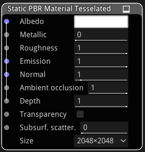 Static PBR Material Tessellated node — Material Maker documentation